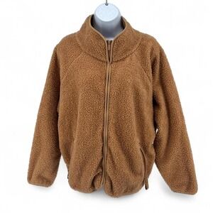 All In Motion Tan Sherpa Fleece Zip Jacket Women's L